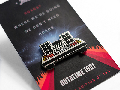 Outatime 1991 back to the future bttf collectable delorean lapel pin orlando pingame theme park universal studios