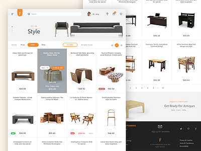 Fabinarish web furniture price sort ui website