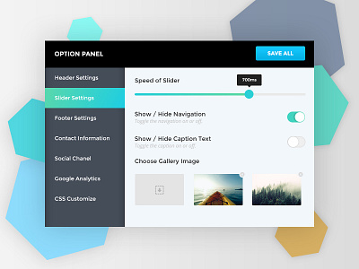 Settings - DailyUI #007 button daily design option panel setting shadow slider switch ui