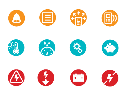 Icons set acdc electricity icons measure technical temperature water