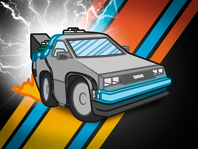 Back to the Future Delorean back to the future blue delorean lightning movie orange time machine gray