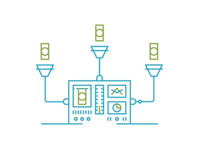 Real Time Cash Flow Analysis accounts analysis cash data flat gif graphics machine money software stock tech