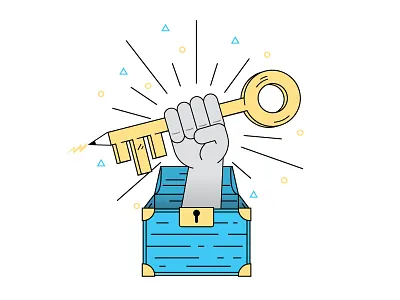 Unlock your Creativity chest creative icon key outline pencil treasure unlock