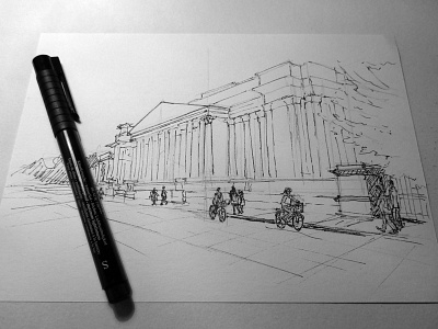 Fitzwilliam Museum - making of bw cambridge drawing ink inktober inktober2015 pen sketch