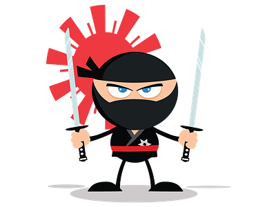 Ninja Warrior Cartoon Mascot Character With Two Katana cartoon character design flat graphics hittoon humor illustration mascot ninja vector warrior