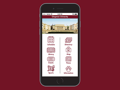 Chapman App Main Menu app chapman college icons ios mobile school stroke ui ux