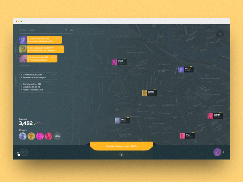 F1 Taxi managment animation filter map motion taxi ui ux