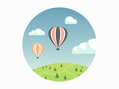 Hot Air Balloons balloon cloud happy hill hot air balloon illustration scenic