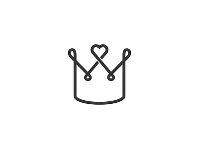 Queen of Hearts black crown hearts icon line trajlov