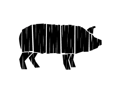 Wooden Pig bbq logo oink pig wood