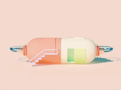 Capsule building c4d medical vray