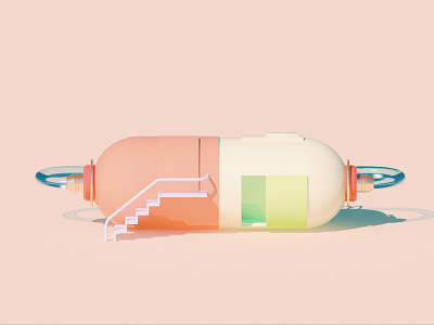 Capsule building c4d medical vray