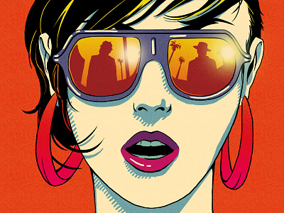 Over art girls illustration poster summer