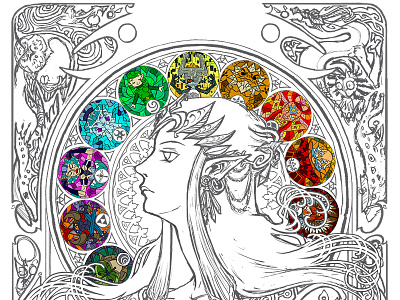 Art Nouveau Princess Zelda alphonse mucha art nouveau digital illustration legend of zelda link nintendo princess zelda stained glass zelda