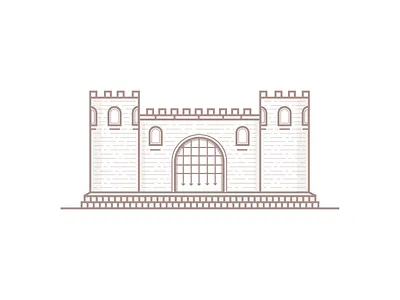 Fortress brick building castle design flat fortress illustration line towers