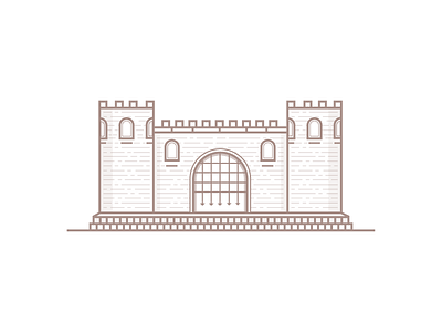 Fortress brick building castle design flat fortress illustration line towers