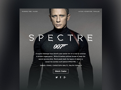 Movie Dashboard // Spectre bond dashboard design layout movie silver space spectre ui ux web widget