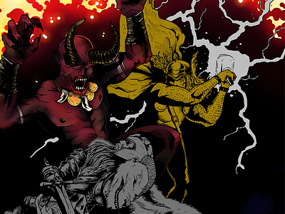 Thor Odin Vs Surtr Progress asgard marvel norse odin surtr thor