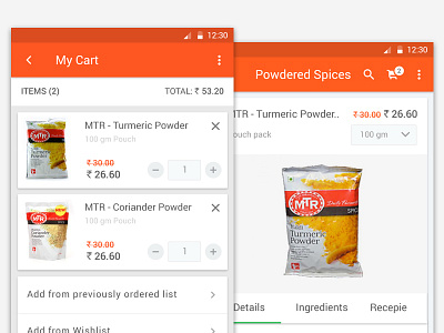 Groceries App WIP android app food groceries grocery market mobile orange order shopping ui