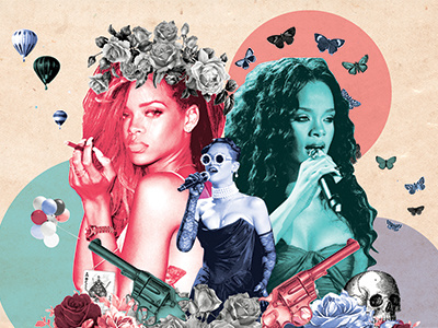 Riri celebrity collage editorial magazine photo pop culture rihanna