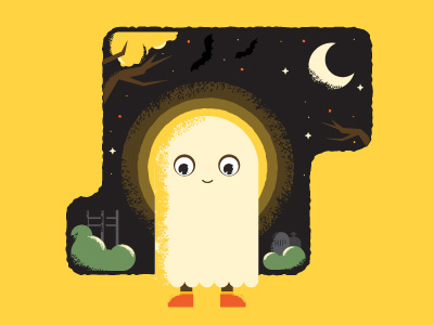 Dinky Ghost ai bats boo ghost glow halloween happy health texture treat trick yellow