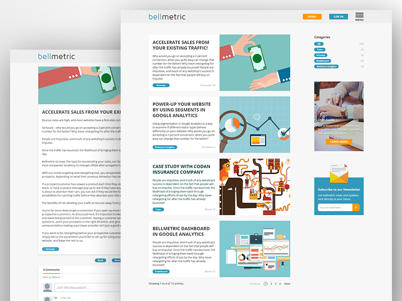 Blog design article bellmetric blog flat news post redesign ui ux webdesign