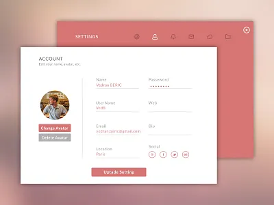 Daily UI - 007 - Settings 007 account challenge daily dailyui setting settings ui user