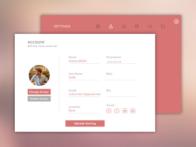 Daily UI - 007 - Settings 007 account challenge daily dailyui setting settings ui user