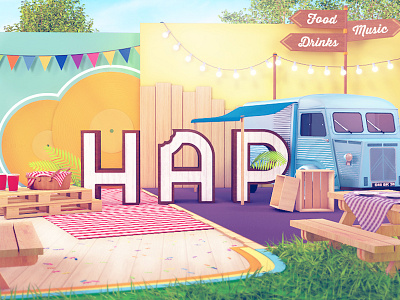 HAP 3d cinema4d design digital festival food music print render truck
