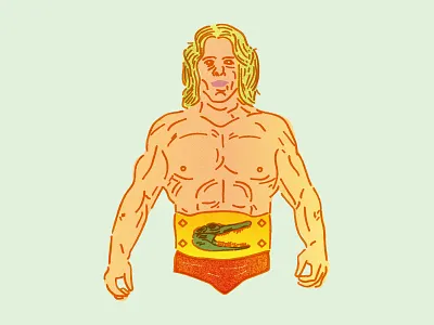 Ric Flair alligator belt digital illustration gator illustration illustrator photoshop portrait wrestler wrestling