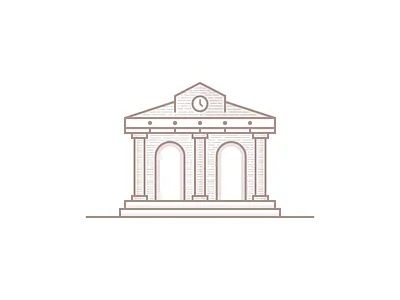 Bank bank brick building design flat illustration line old