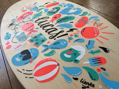 Skimboard illustration beach illustration liquitex lucas monsters posca skimboard summer surf surfboard water