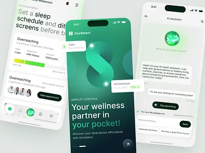 Mobile Design For AI Wellness Assistance app app design app ui design design graphic design health app home screen app ios app iphone app mobile app mobile design mobile ui platform product design ui uiux ux