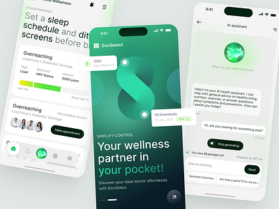 Mobile Design For AI Wellness Assistance app app design app ui design design graphic design health app home screen app ios app iphone app mobile app mobile design mobile ui platform product design ui uiux ux