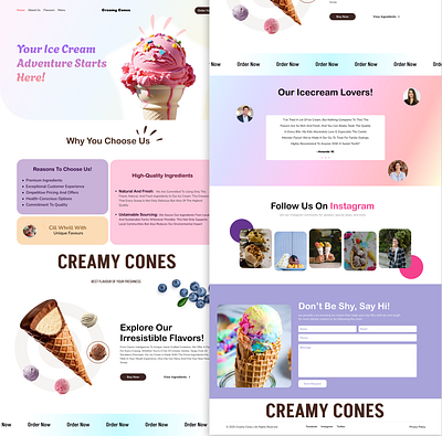 Creamy cone! 3d animation design graphic design landing page motion graphics typography ui ux