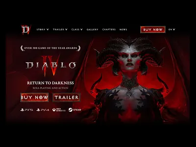 diablo 4 website design blizzard blizzard website dark design diablo diablo 4 diablo 4 website diablo website game website home page landing page lilith movie website promotional website ui design web concept webdesign website