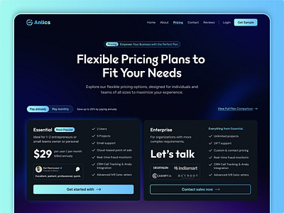 Flexible Pricing Plans Page Concept - Anlics branding business crm design finance landing page md jahid hasan modern plans pricing pricing plans pricing table saas sales startup ui ux web design website website design