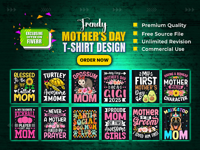 Trendy Mother's Day T-Shirt Design