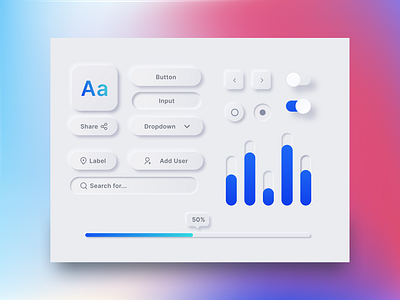 Neomorphism style interface elements branding concept design elements neomorphism style ui ux