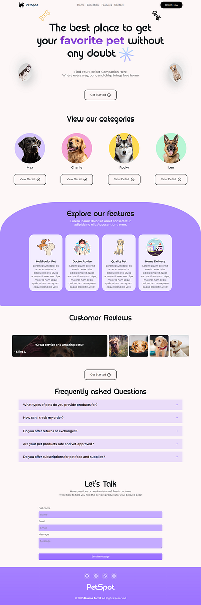 PetSpot—Online Pet Store 3d branding commerce dynamic ecommerce landing page modern pet responsive ui website