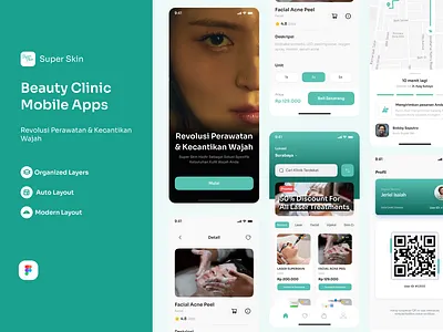 Super Skin beautyclinic branding mobileapps ui