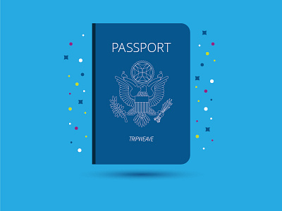 TripWeave | Passport america blue eagle flat illustration passport stars travel trip vacation vector