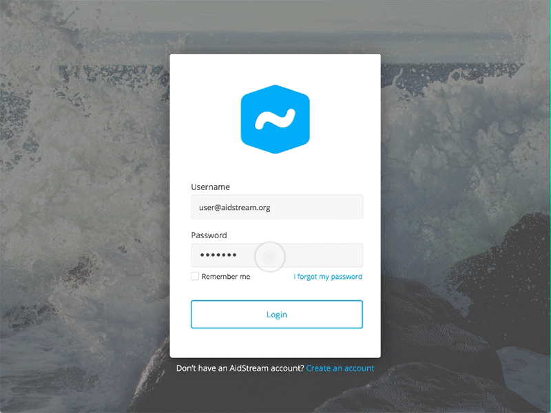AidStream login - made with Principle login principle principle for mac prototype