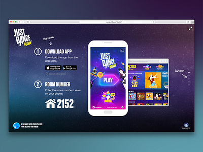 Just Dance Now 2015 dance game landing page navigation onboarding splash website