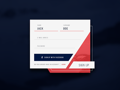 #001 // Signup Form button dailyui diagonal flat form input line login signup stroke ui web