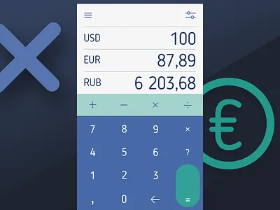 Daily UI #004: Calculator app calculator converter currency dailyui dollar euro ruble