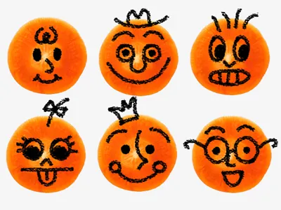 Carrot faces 2d cartoon design doodle drawing faces googly handdrawn illustration silly
