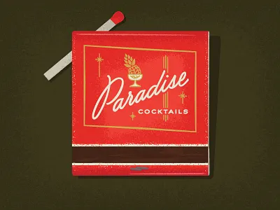 Paradise Cocktails Matchbook grain matchbook script texture vintage
