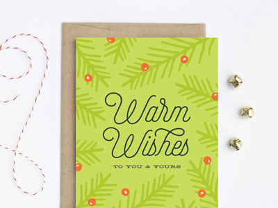 Warm Wishes Fern card christmas detroit card co greeting card holiday holly illustration pine