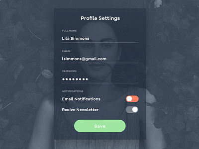 Daily UI - User Settings - 007 app card dailyui dark design design007 notifications profile settings toggle ui user